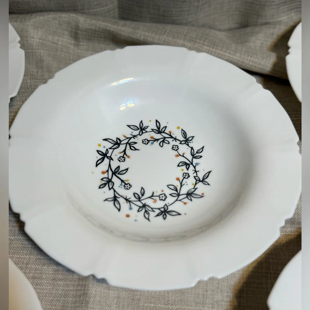 5- Ikea Sanning White Pasta/Soup Bowl With Flowers